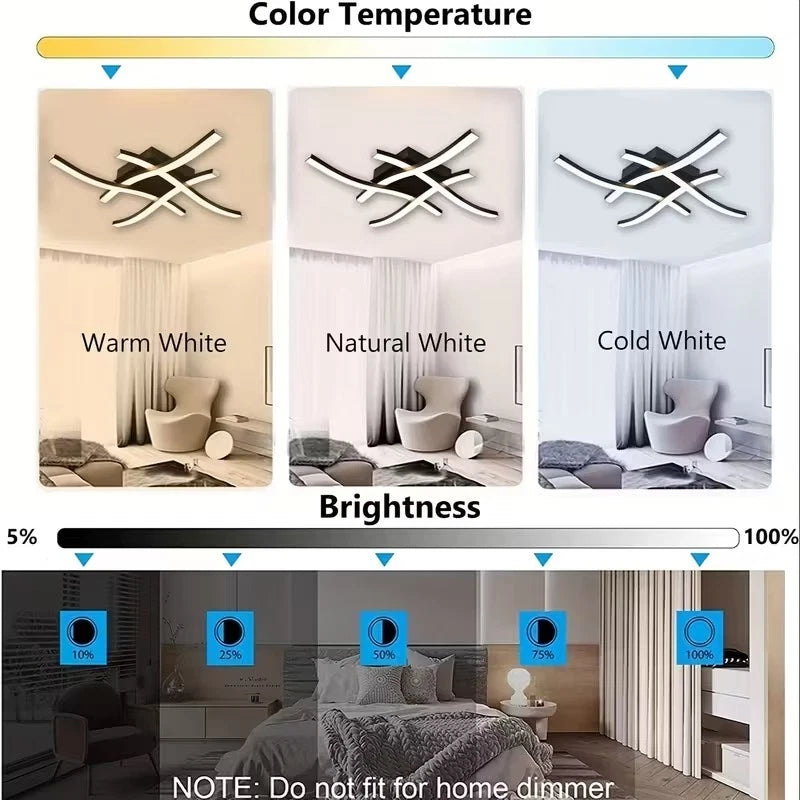 Lampe de plafond à LED à réglage noir avec télécommande