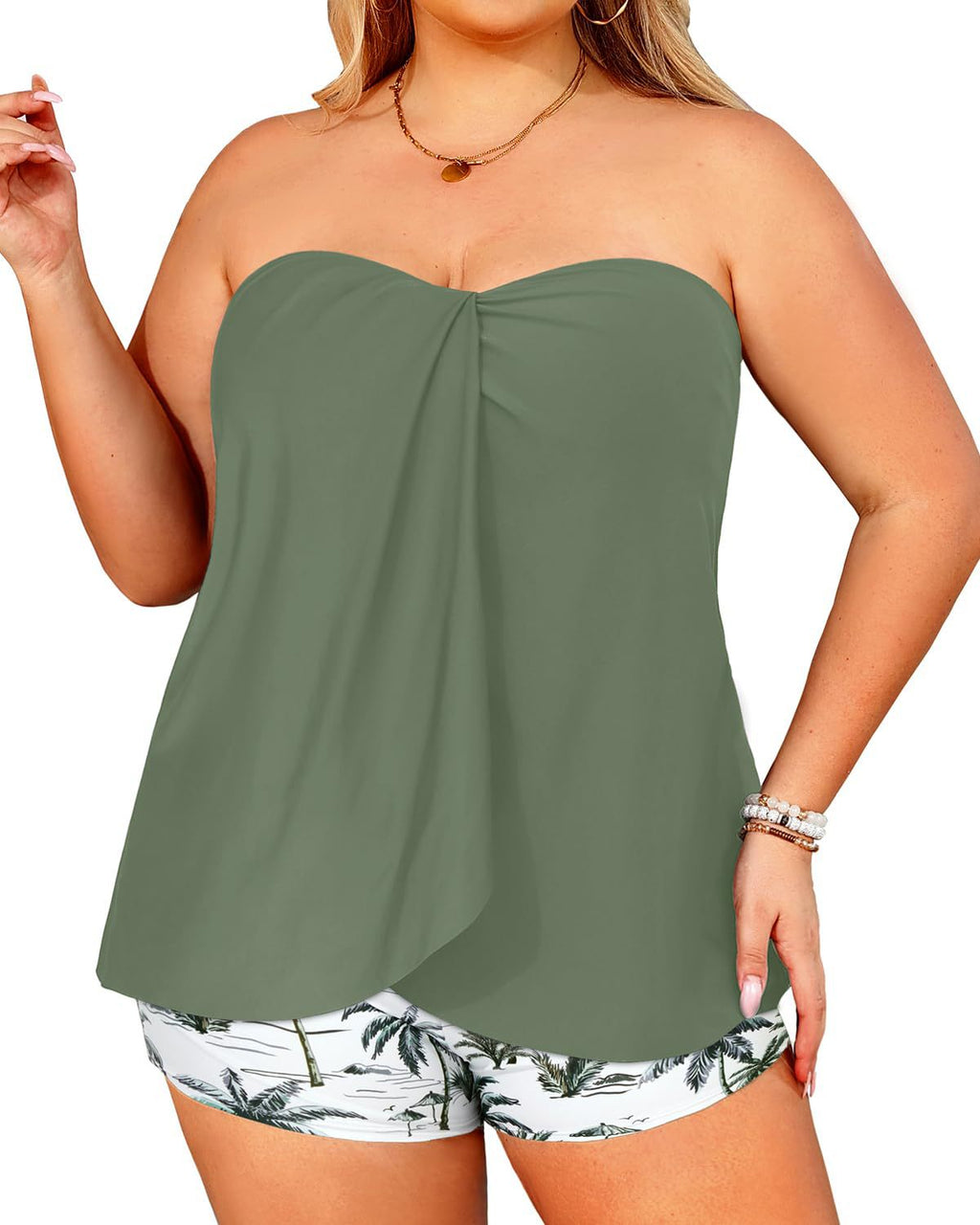 Leisure Resort Deux-pièces boxer de maillot de bain Slips Backless Halter Style