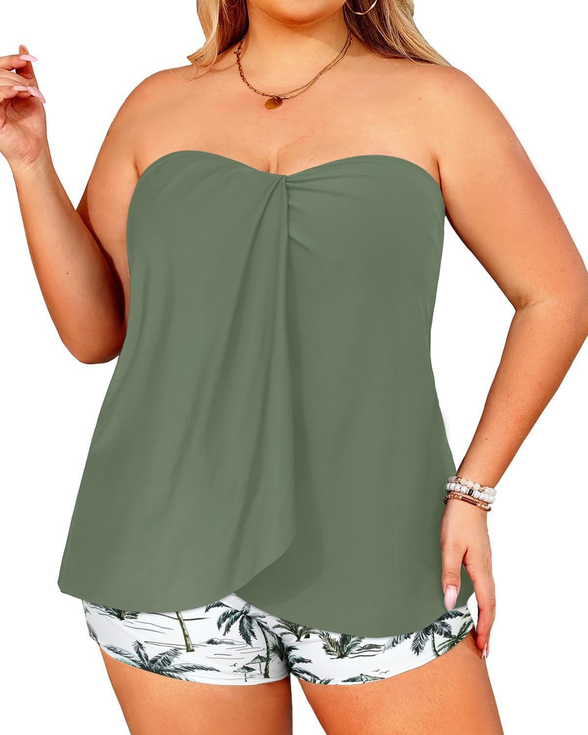 Leisure Resort Deux-pièces boxer de maillot de bain Slips Backless Halter Style