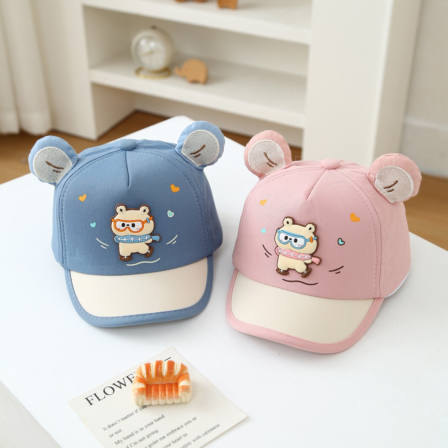 Été Garçons et filles Dessin Snowman 3D style oreille Casquette de baseball pour 3-18 mois vieux enfant