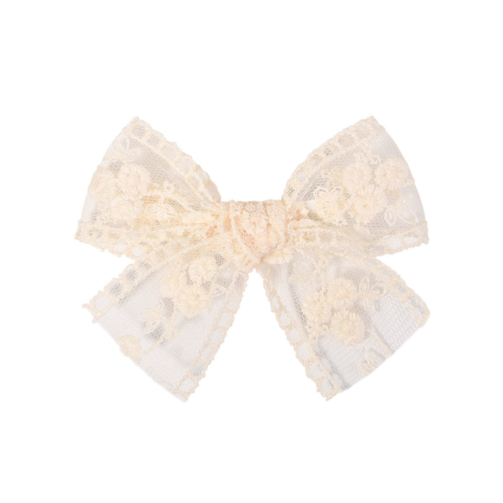 Barrettes de broderie en dentelle pour enfants Bow