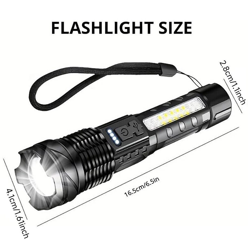 Rechargeable LED Flashlight Tactical Torch Police Super Bright Camping Lamp Work Light 3 L