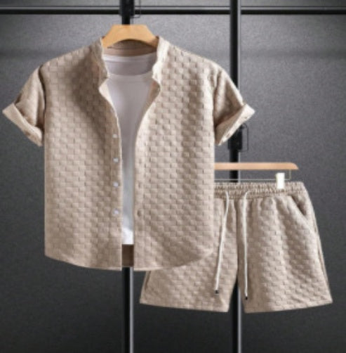 Chemise à manches courtes Jacquard pour hommes