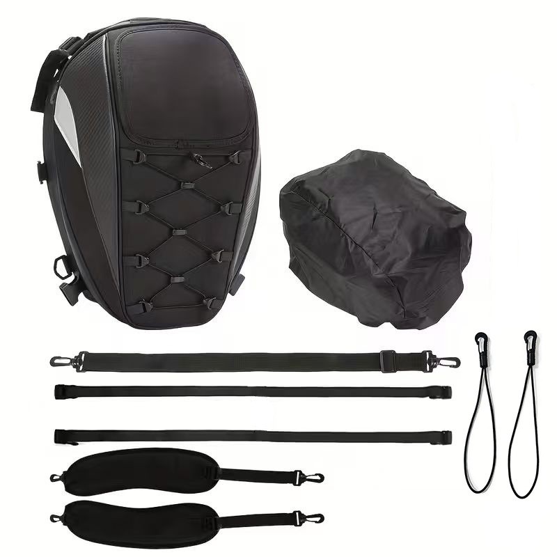 Siège arrière de moto Tail Bag Bagage de moto Sac à dos de rangement de casque gris
