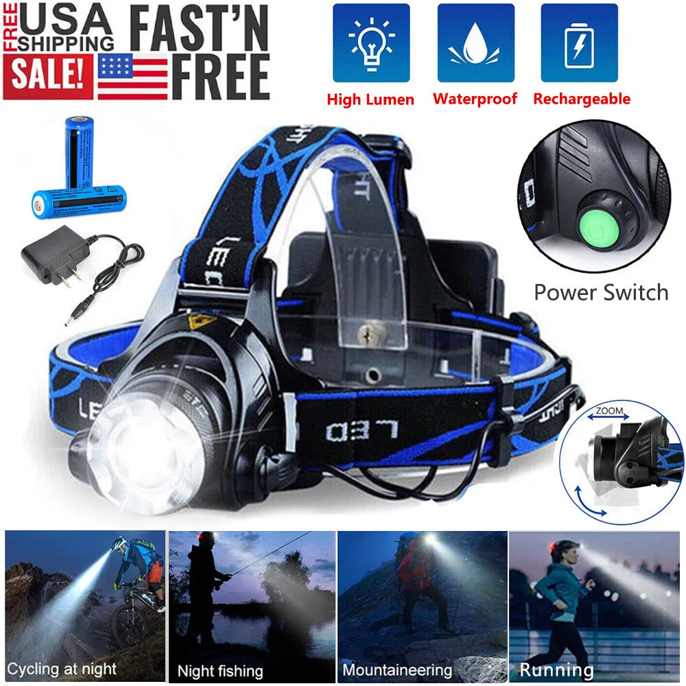 Super Bright 9900000LM Lampe de poche phare LED rechargeable