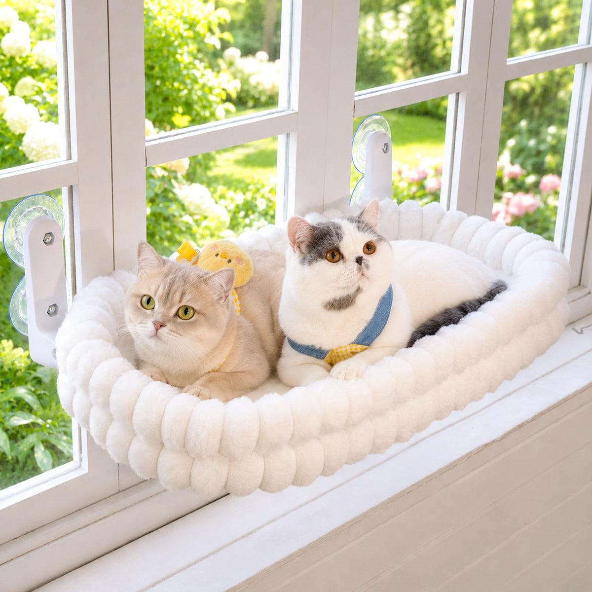 Perche de fenêtre de chat Cloud pour les chats intérieurs Hamac lit pliable Coussin réversible amovible W