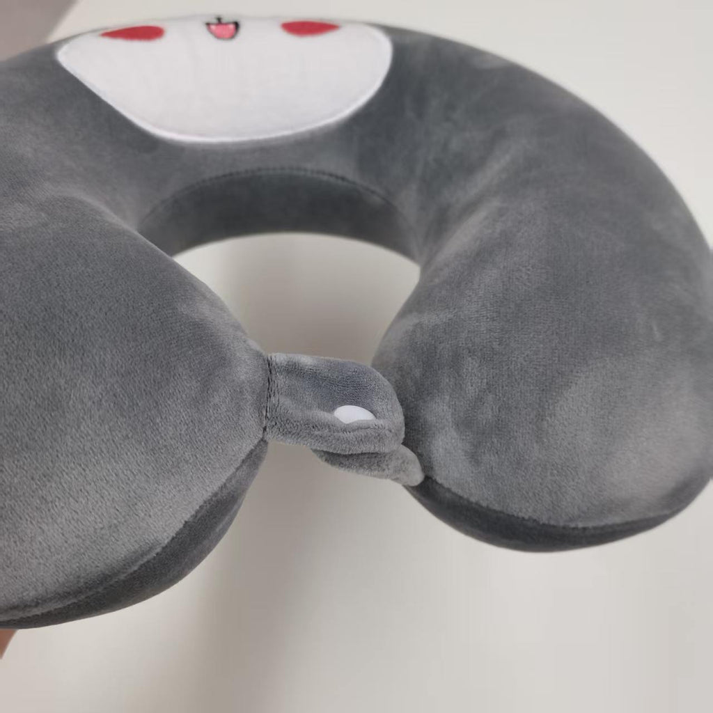 Cute Grey Cat UShaped Travel Cou Oreiller en peluche douce Support de cou Oreiller
