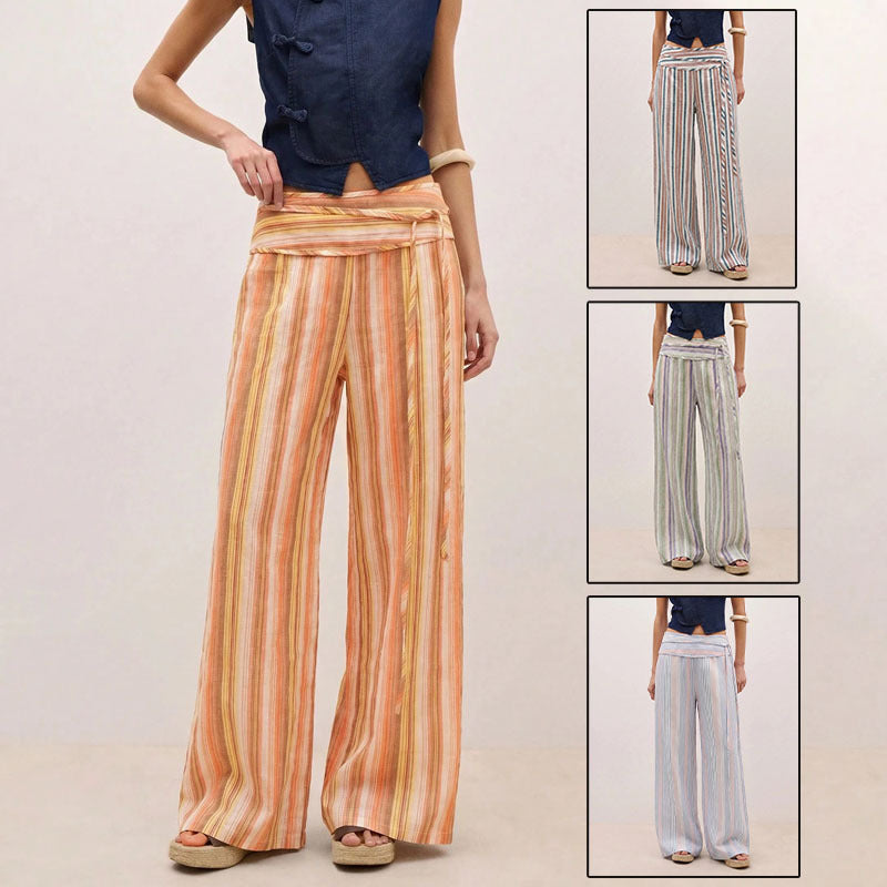 Pantalons rayés avec un ajustement doux et confortable large jambes