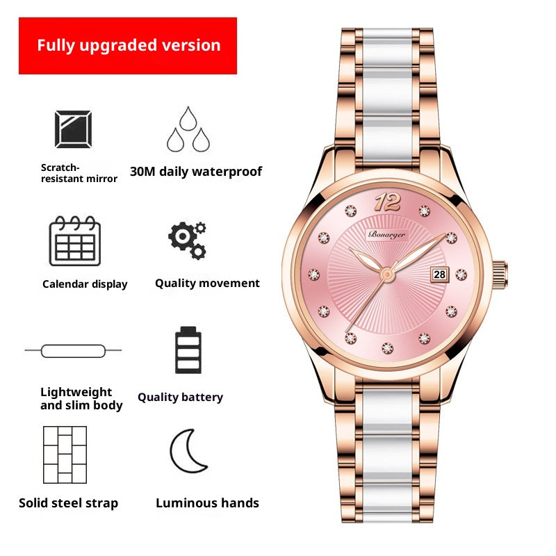 Meilleures ventes Femmes Montres Un élégant garde-temps en céramique résistant à l'eau avec un minimaliste De