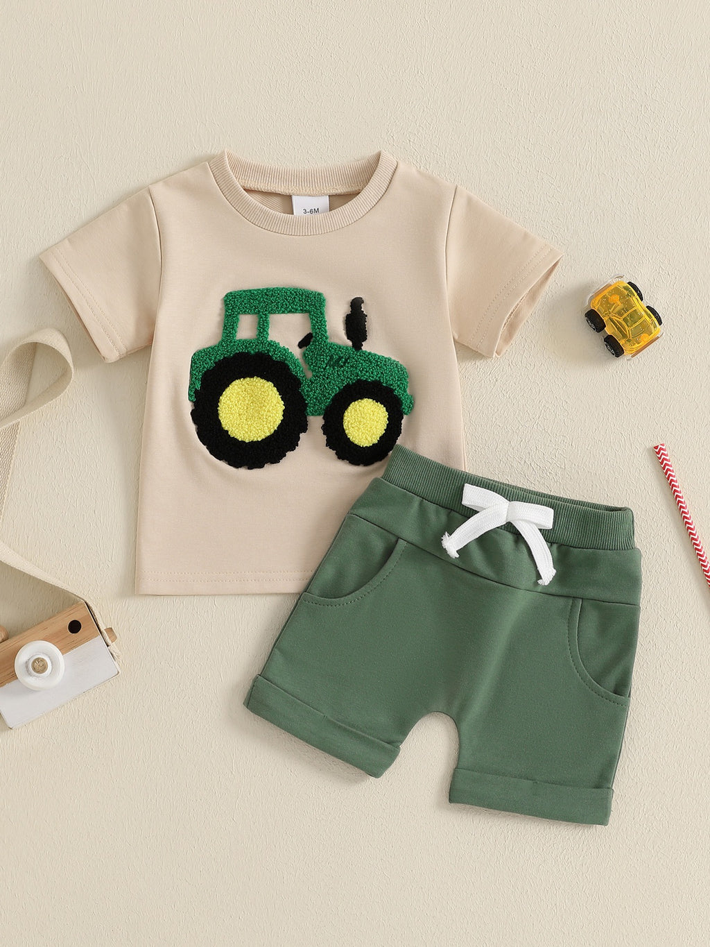 Garçons tout-petits Outfits d'été Camion Brodé Col rond