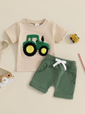 Garçons tout-petits Outfits d'été Camion Brodé Col rond