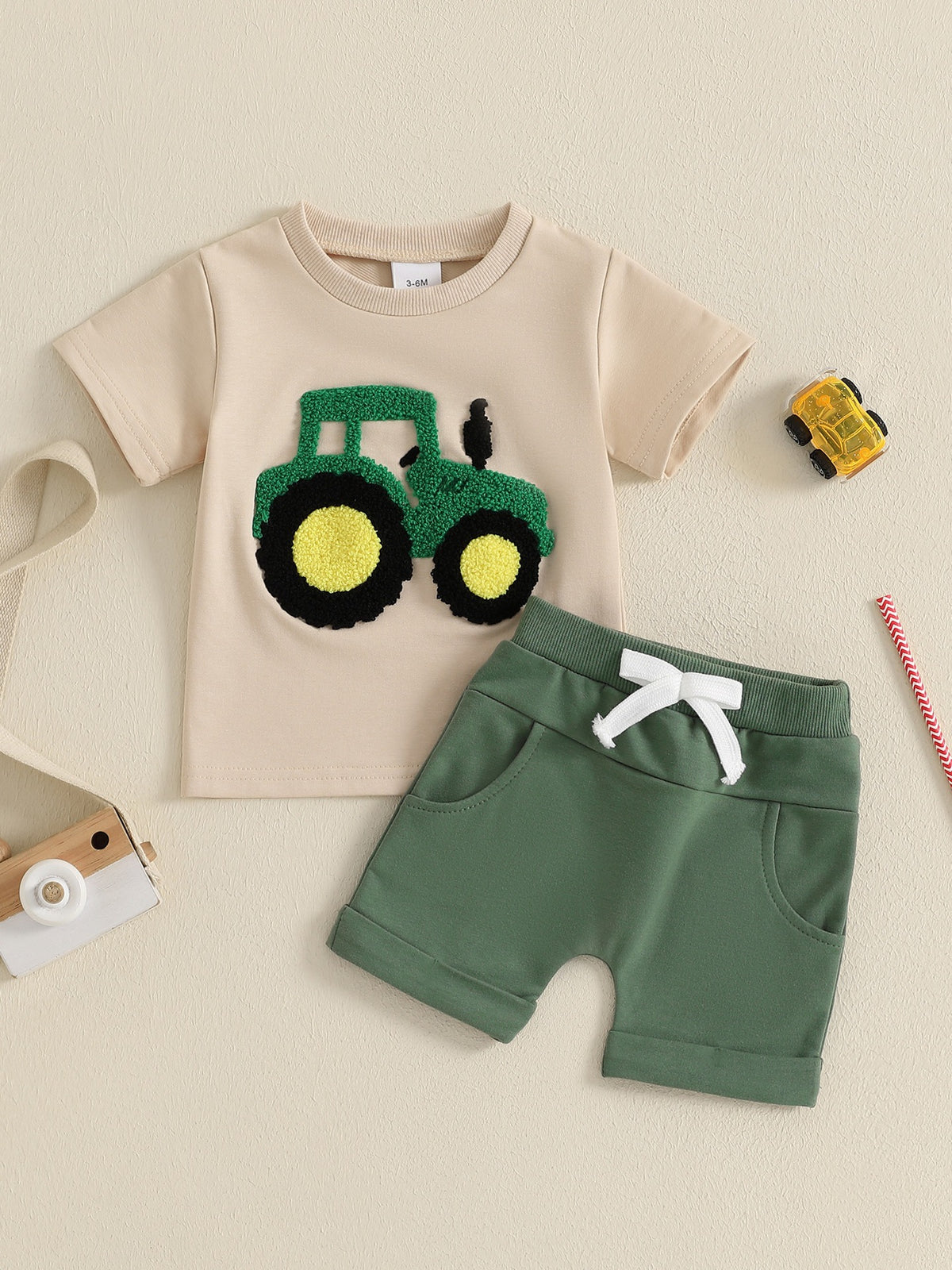 Garçons tout-petits Outfits d'été Camion Brodé Col rond