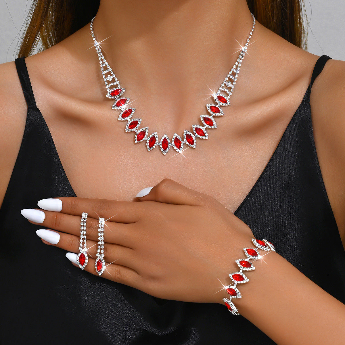 Ensemble de bijoux de mariée en cristal haut de gamme pour femmes