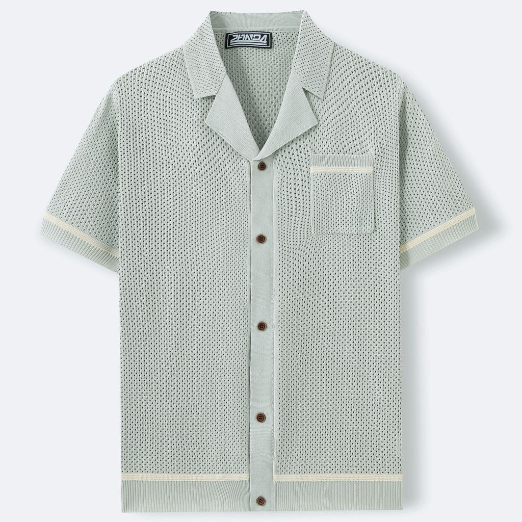 Chemise Polo à manches courtes en collier cubain d'été pour hommes