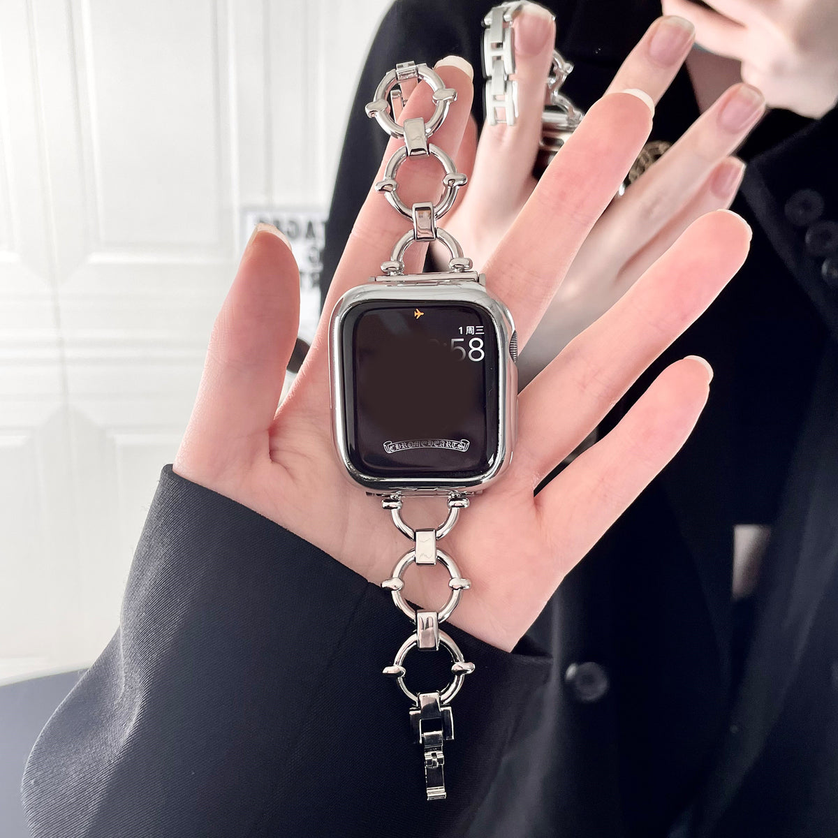 Bracelet de montre en métal anneau boucle en acier inoxydable