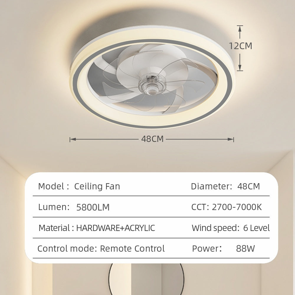 Eventail invisible avec télécommande et onduleur pour chambre à coucher et salon plafond lumière