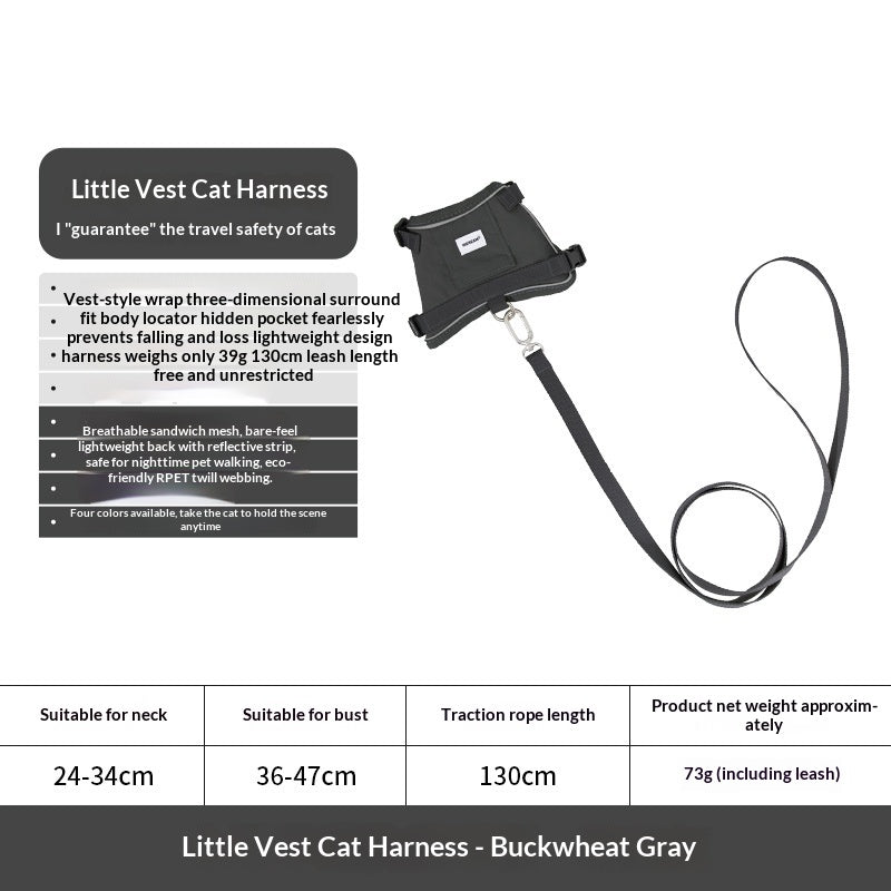 Escape Proof Cat Harness Cat Vest with GPS Tracker Pocket and Leash