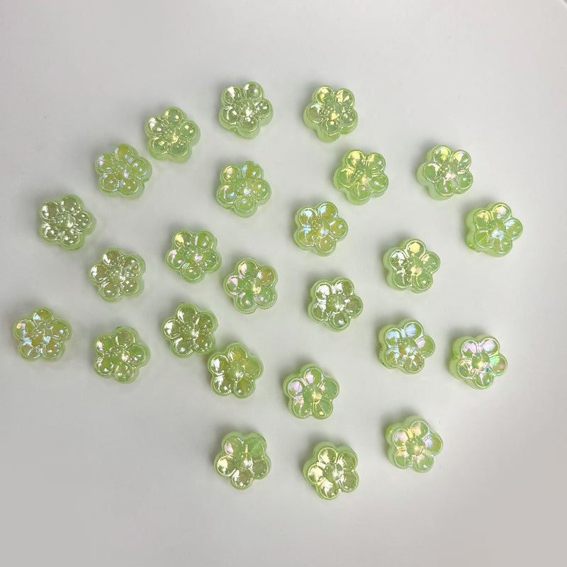 Mini perles de fleurs en acrylique 5-Petal avec paillettes d'or fin
