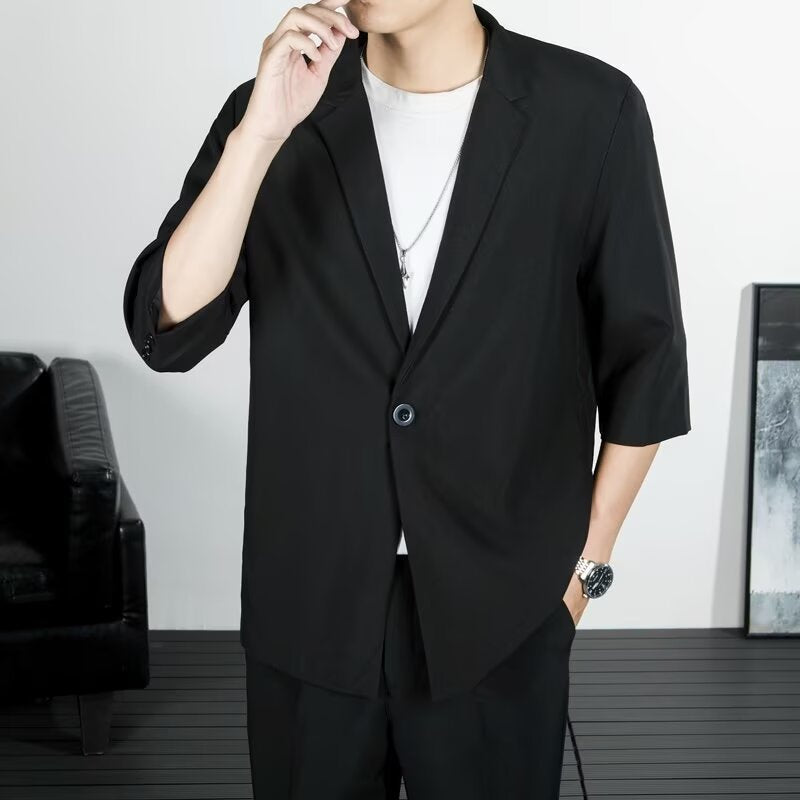 Cinq quarts de manche Petite Blazer Hong Kong Style Trendy Marque Single Breasted Coat