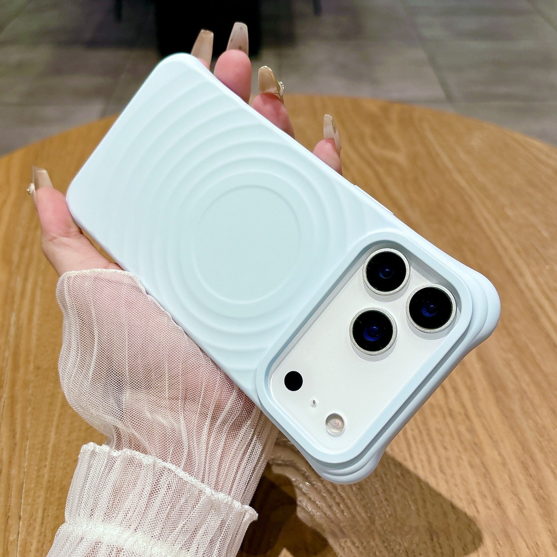 Wave Ripple Motif Aspiration magnétique Cas de téléphone liquide Silicone simple