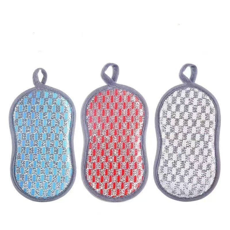 Éponge de huit formes essuie-glaces random color-argent fil + éponge + toile éponge-1 pièce