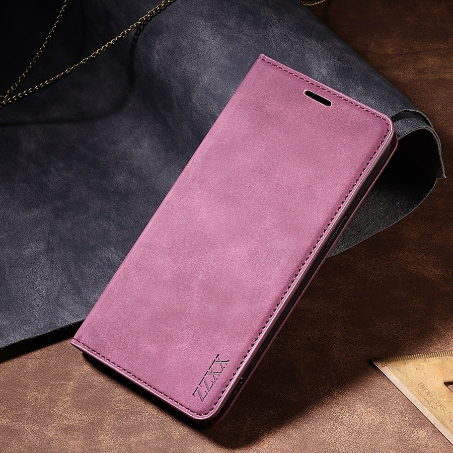 Coque de protection pour téléphone portable en cuir de portefeuille