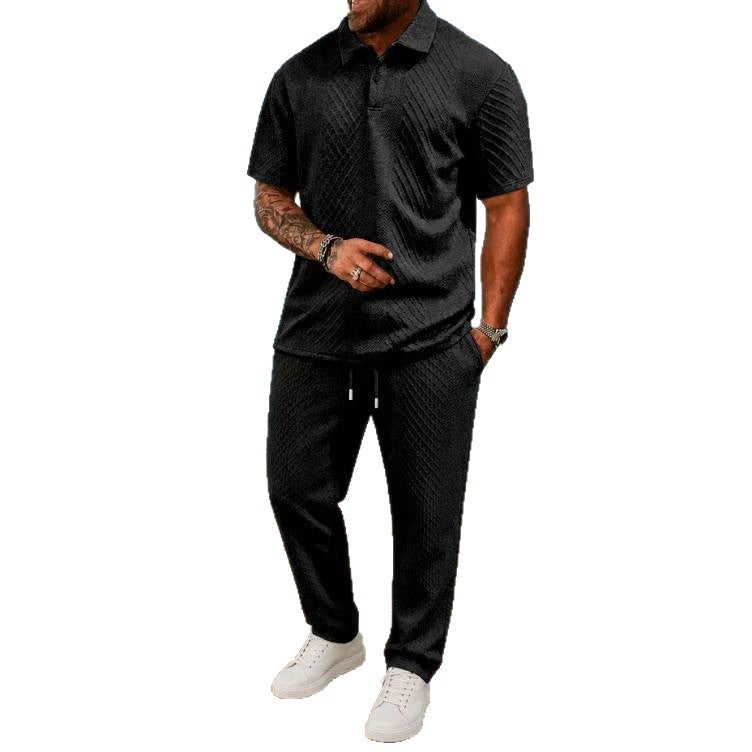 Arrivée Jacquard T-shirt homme à manches courtes et jeu de vêtements de sport