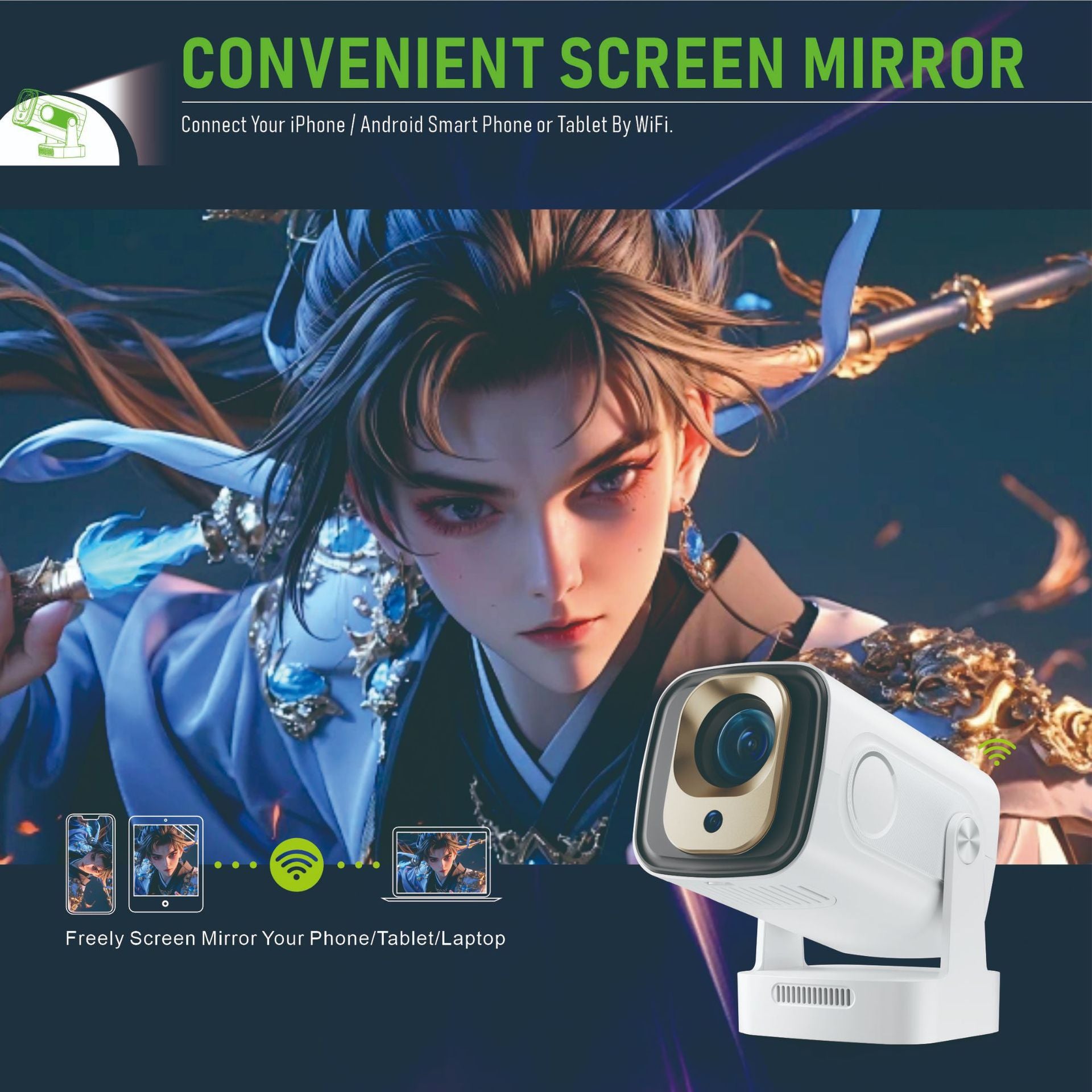 Auto Focus WIFI6 HD Maison Projecteur