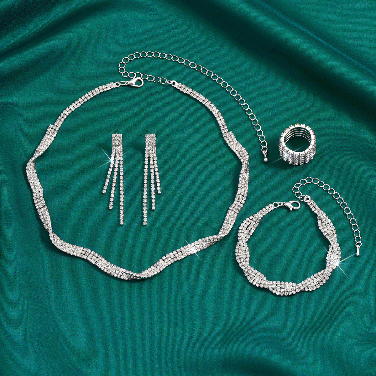 Design créatif personnalisé Collier tressé en strass argenté