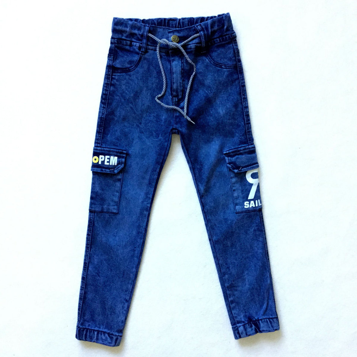 Jeans Cargo Multi-Pocket Imprimés Monogrammes Garçons