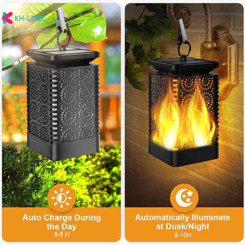 Lampes de flamme à suspension solaire Flickering Light Waterproof Garden Décoration Loi extérieure