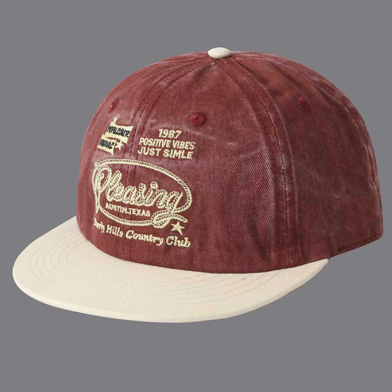 Lettres de broderie en couleurs 1987 Casquette de baseball à bord plat