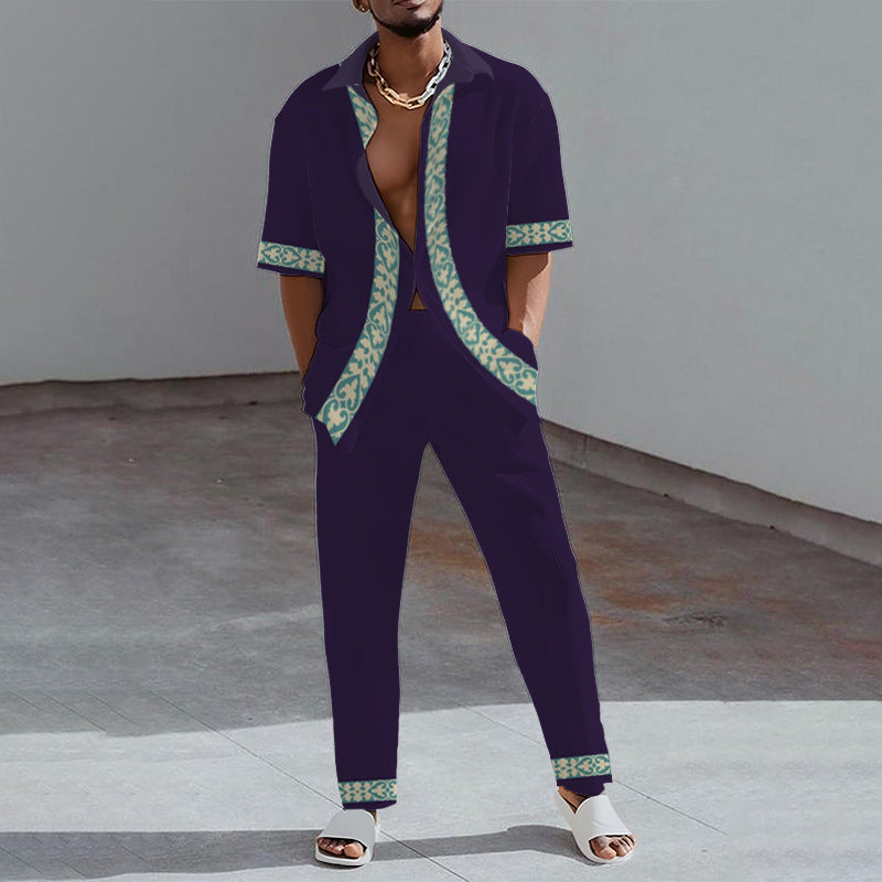 Costume casual multicolore tendance homme manches longues