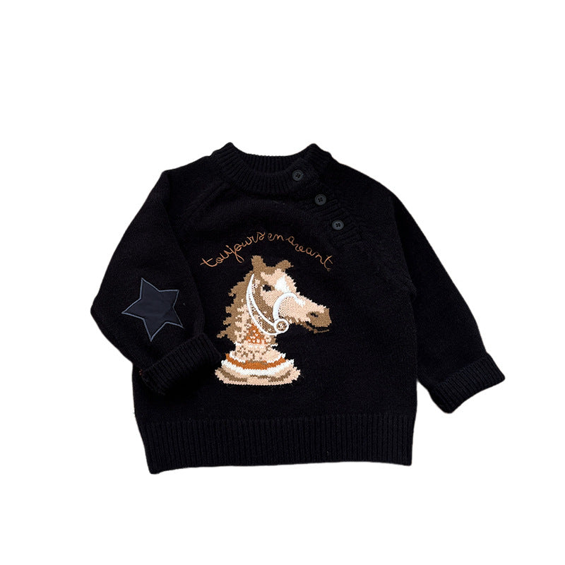 Cavalier Cartoon Année Chandail tricoté Vêtements pour enfants Chandail