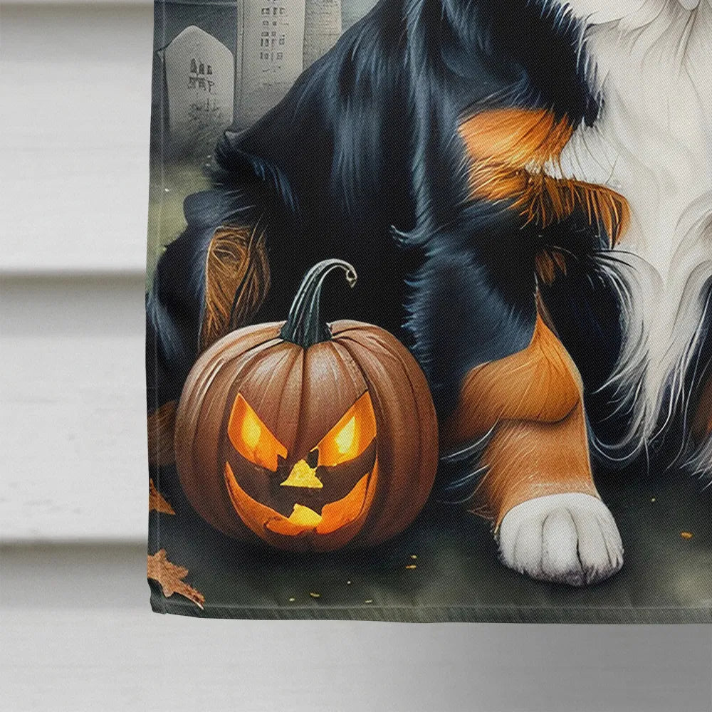 Bernese Mountain Dog Spooky Maison de l'Halloween Drapeau Grand Porc Manches Pole décoratif Outsid