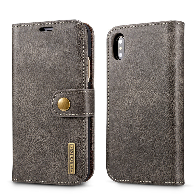 Cowhide Double Adsorption téléphone portable en cuir