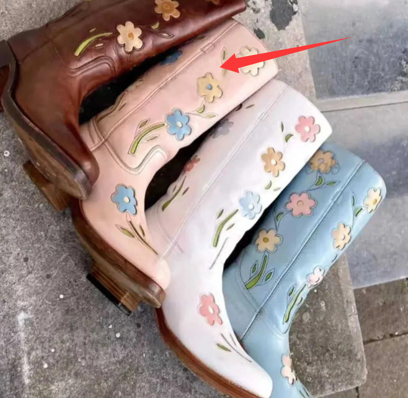 Bottes de denim élégantes à talons hauts