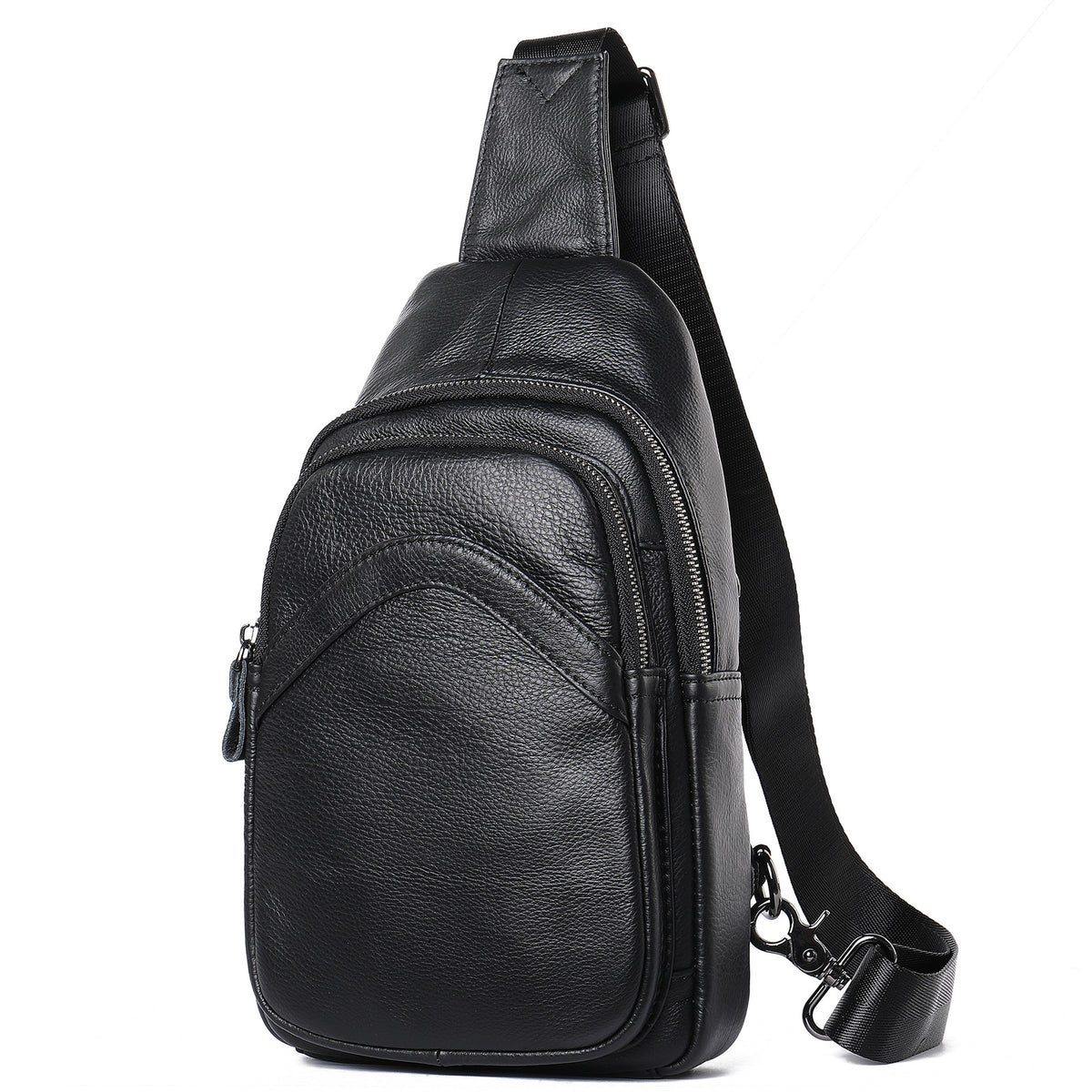 Sac de poitrine en cuir véritable pour homme