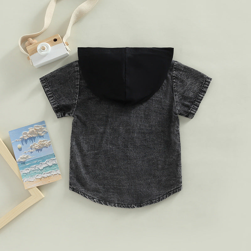 Chemise de denim à capuchon pour garçon