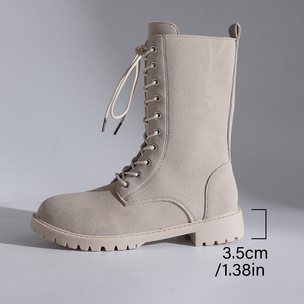Bottes pour femmes à talons carrés Grand orteil rond Martin Bottes
