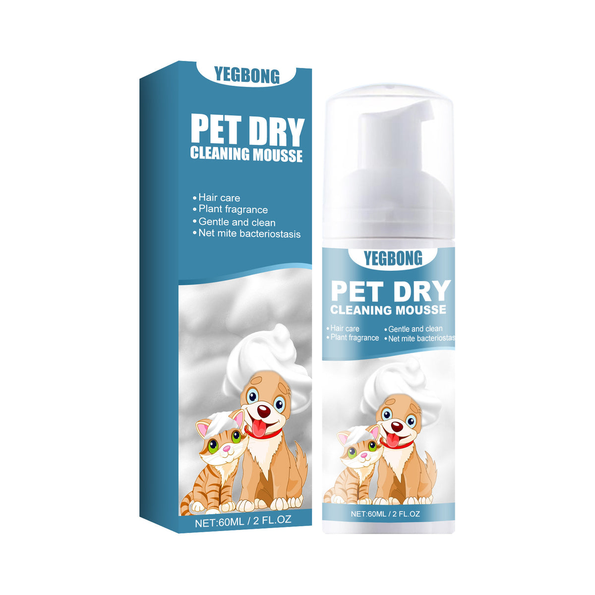 Mousse de nettoyage à sec pour chatons et chiens