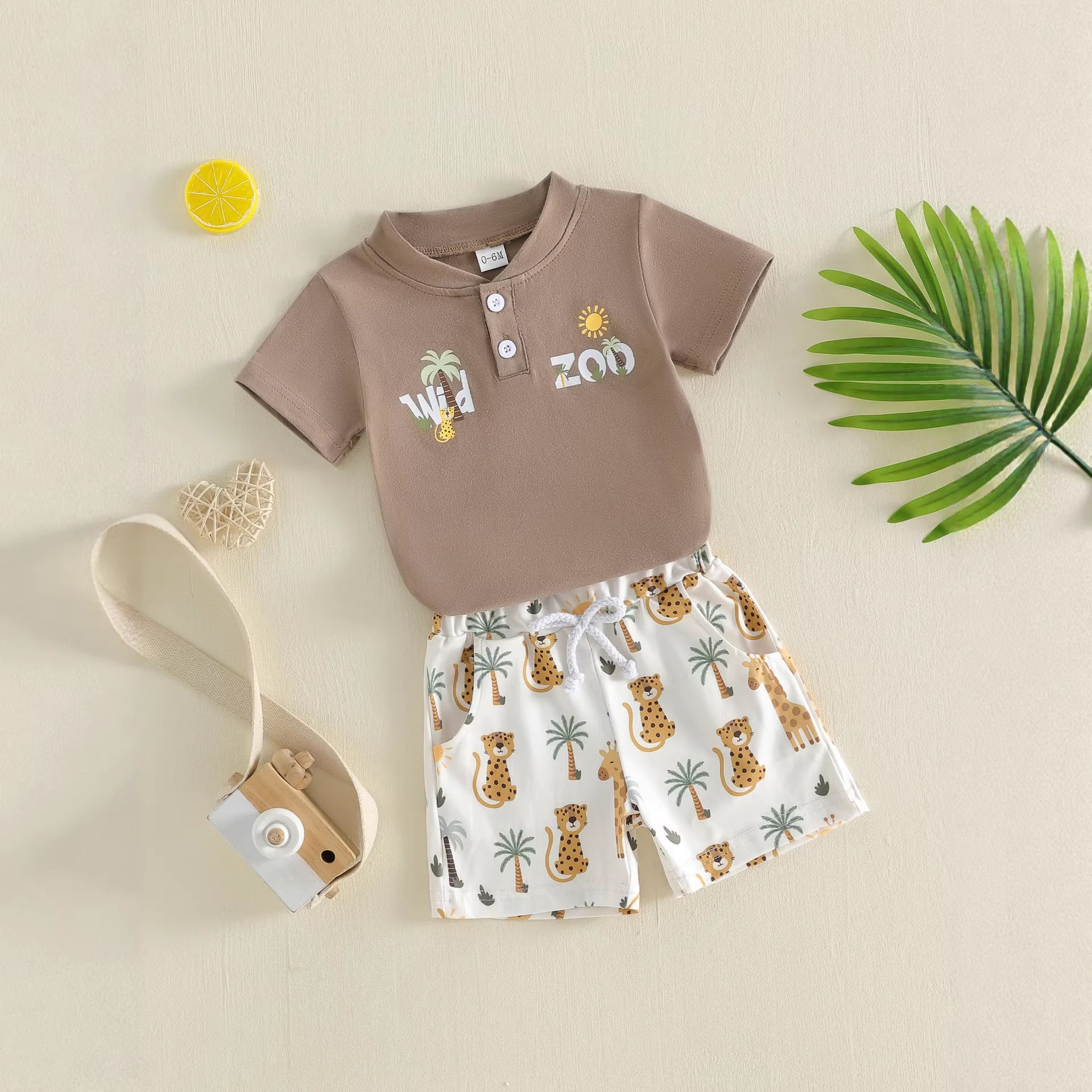 T-shirt et shorts à manches courtes en col Polo imprimé