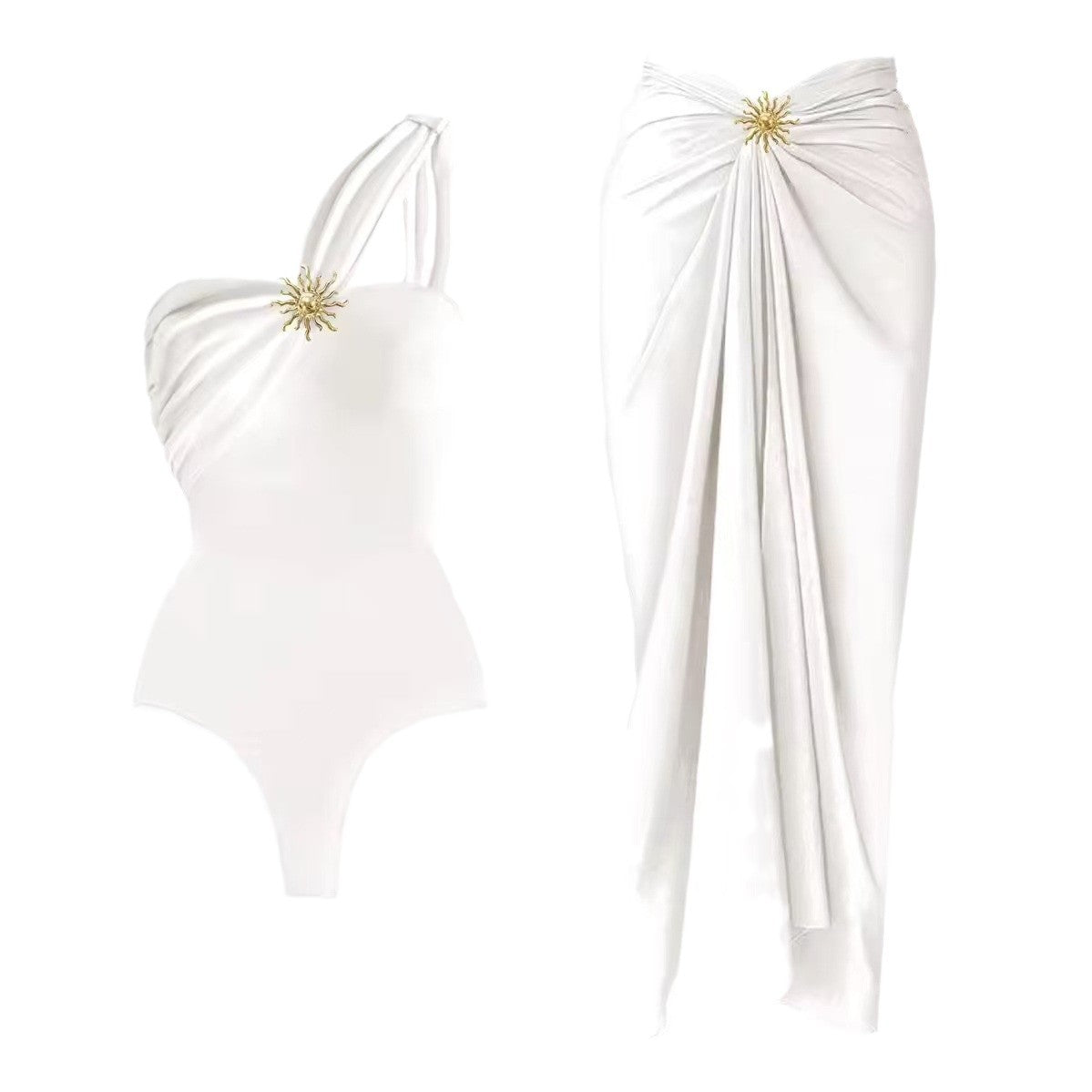 Maillot de bain Bikini One-Piece avec jupe Mesh Set de tournesol