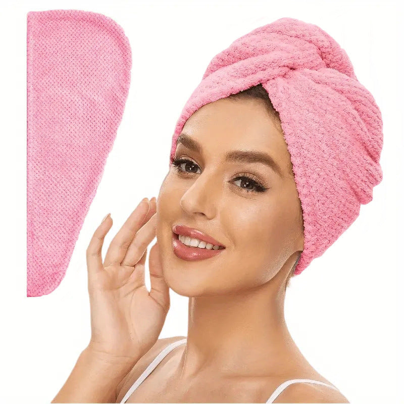 Casquette de séchage des cheveux de Fleece de corail pour femmes