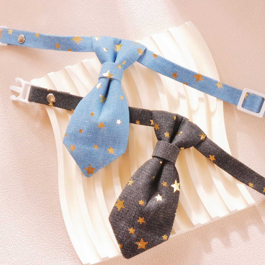 Collier de chien Designer pour petits chiens moyens Long Tie Golden Star Cou de fantaisie porter réglable