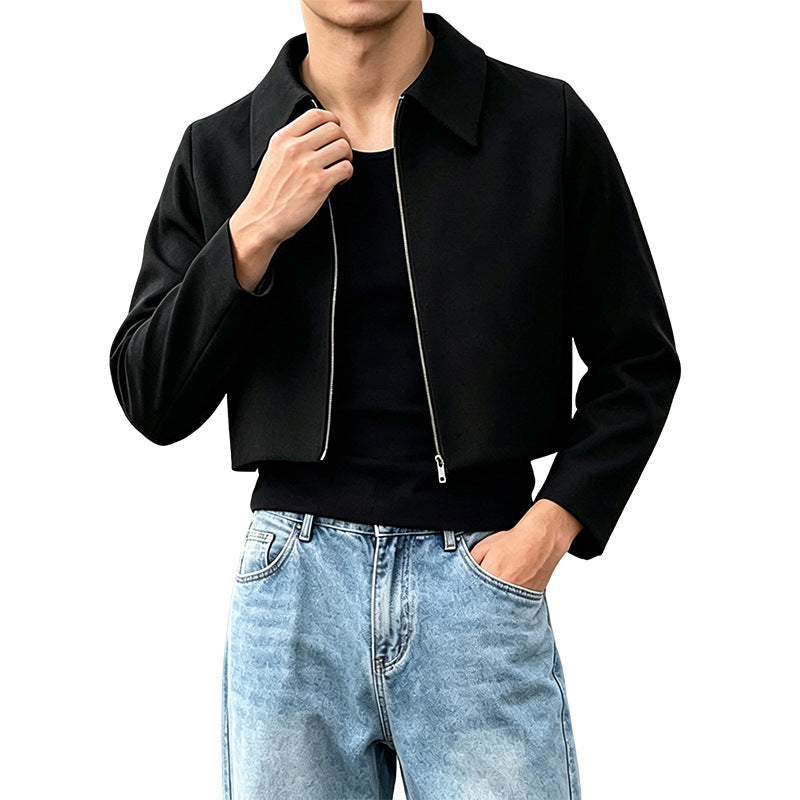 Veste Lapel pour hommes avec une fermeture éclair bidirectionnelle