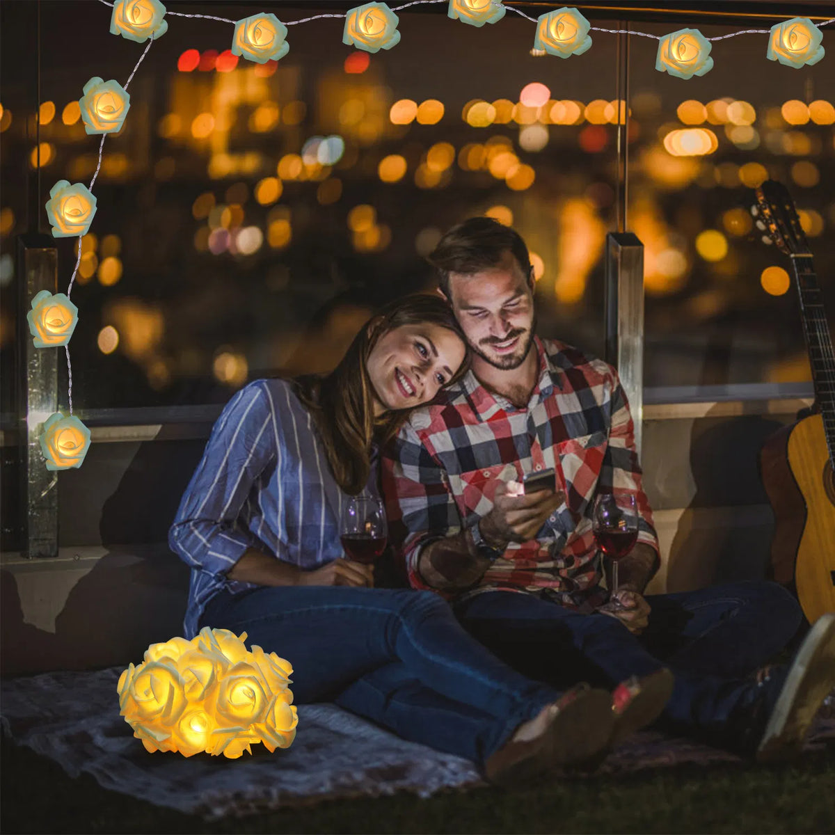 2Pcs 40 LEDs Rose Flower String Lumières 10ft/3m Batterie des lumières décoratives pour Anni
