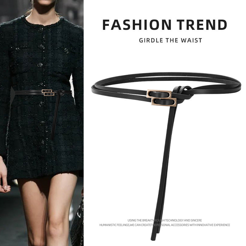 Ceinture en cuir casual rétro pour femmes avec double boucle