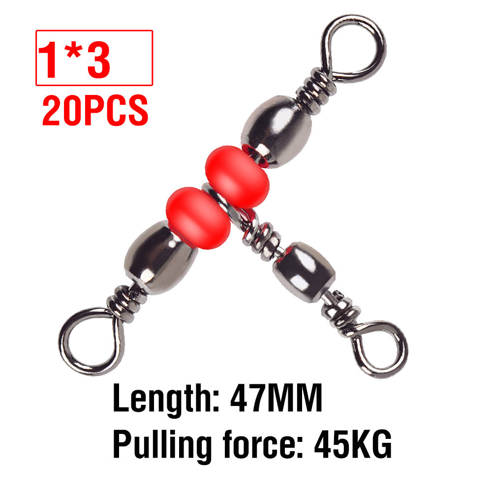Perles rouges Triple pivotant T-Connector Accessoire de pêche Figurine-Eight pivotant Gadget de pêche