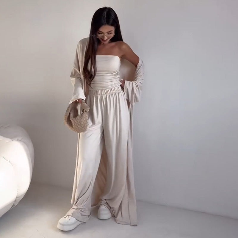 Cross Border European and American Style Women's Fashion Casual Loose Three Piece Set longue